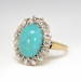 Vintage Edwardian 1920's 4.03ct t.w. Turquoise & Old European Cut Diamond Cocktail Ring 18k