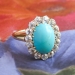 Vintage Edwardian 1920's 4.03ct t.w. Turquoise & Old European Cut Diamond Cocktail Ring 18k