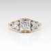 Vintage Retro 1940's .11ct t.w. Old Transitional Cut Diamond Engagement Ring Two Tone 14k Palladium