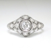 Vintage Antique Edwardian 1920's 1.08ct t.w. Old European Cut Hand Engraved Platinum Engagement Ring