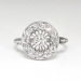 Vintage Art Deco 1930's .55ct t.w. Old European Cut Diamond Halo Filigree Platinum Engagement Anniversary Ring