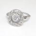 Vintage Art Deco 1930's .55ct t.w. Old European Cut Diamond Halo Filigree Platinum Engagement Anniversary Ring