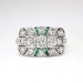 Art Deco 1930's Vintage 1.78ct t.w. Lab Emerald & Old Cut Diamond Hand Engraved Platinum Ring