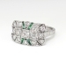 Art Deco 1930's Vintage 1.78ct t.w. Lab Emerald & Old Cut Diamond Hand Engraved Platinum Ring