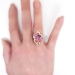 Estate Vintage 1990's 4.15ct t.w. Pink Purple Sapphire Diamond Floral Bouquet Cocktail Ring 18k
