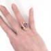 Estate Vintage 1990's 4.15ct t.w. Pink Purple Sapphire Diamond Floral Bouquet Cocktail Ring 18k