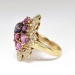 Estate Vintage 1990's 4.15ct t.w. Pink Purple Sapphire Diamond Floral Bouquet Cocktail Ring 18k