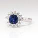 Vintage Estate 1.93ct t.w. Cushion Cut Blue Sapphire & Diamond Halo Princess Di Engagement Ring Platinum