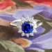 Vintage Estate 1.93ct t.w. Cushion Cut Blue Sapphire & Diamond Halo Princess Di Engagement Ring Platinum