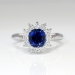 Vintage Estate 1.93ct t.w. Cushion Cut Blue Sapphire & Diamond Halo Princess Di Engagement Ring Platinum