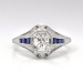 Vintage Art Deco .58ct t.w. Old European Cut Diamond & Sapphire Engagement Ring Platinum