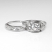 Vintage Retro 1940's .83ct t.w. Diamond Engagement Ring Bridal Wedding Set Band 14k White Gold
