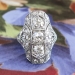 Art Deco 1930's Vintage 2.07ct t.w. Old European Cut Diamond Hand Engraved Filigree Platinum Engagement Cocktail Ring
