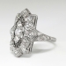 Vintage Art Deco 1930's .28ct t.w. Old European Cut Diamond Filigree Navette Anniversary Cocktail Ring Platinum