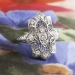 Vintage Art Deco 1930's .28ct t.w. Old European Cut Diamond Filigree Navette Anniversary Cocktail Ring Platinum