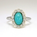 Vintage Edwardian 1920's 2.03ct t.w. Turquoise & Old European Cut Diamond Cocktail Ring 14k