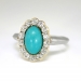 Vintage Edwardian 1920's 2.03ct t.w. Turquoise & Old European Cut Diamond Cocktail Ring 14k