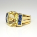 Estate Vintage 1970's 7.19ct t.w. Natural Yellow & Blue Sapphire Cocktail Anniversary Birthstone Ring 18k Yellow Gold