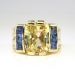Estate Vintage 1970's 7.19ct t.w. Natural Yellow & Blue Sapphire Cocktail Anniversary Birthstone Ring 18k Yellow Gold
