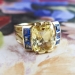 Estate Vintage 1970's 7.19ct t.w. Natural Yellow & Blue Sapphire Cocktail Anniversary Birthstone Ring 18k Yellow Gold