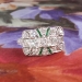 Art Deco 1930's Vintage 1.78ct t.w. Lab Emerald & Old Cut Diamond Hand Engraved Platinum Ring