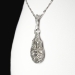 Art Deco 1930's Vintage .11ct t.w. Filigree Old European Cut Diamond Pendant Necklace 18k White Gold Platinum