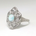 Vintage Art Deco 1930's .77ct t.w. Fire Opal & Diamond Filigree Platinum Birthstone Anniversary Cocktail Ring