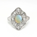 Vintage Art Deco 1930's .77ct t.w. Fire Opal & Diamond Filigree Platinum Birthstone Anniversary Cocktail Ring