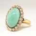 Vintage Edwardian 1920's 9.28ct t.w. Turquoise & Old European Cut Diamond Cocktail Ring 18k
