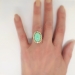 Vintage Edwardian 1920's 9.28ct t.w. Turquoise & Old European Cut Diamond Cocktail Ring 18k