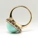 Vintage Edwardian 1920's 9.28ct t.w. Turquoise & Old European Cut Diamond Cocktail Ring 18k