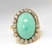 Vintage Edwardian 1920's 9.28ct t.w. Turquoise & Old European Cut Diamond Cocktail Ring 18k