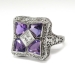 Vintage 1930's Art Deco 2.10ct t.w. Belais Amethyst & Diamond Cocktail Birthstone Anniversary Ring 14k