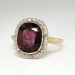 Antique Victorian 1890's 5.84ct t.w. Cushion Garnet & Old Rose Cut Diamond Halo Ring 18k Platinum