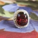 Antique Victorian 1890's 5.84ct t.w. Cushion Garnet & Old Rose Cut Diamond Halo Ring 18k Platinum