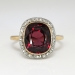 Antique Victorian 1890's 5.84ct t.w. Cushion Garnet & Old Rose Cut Diamond Halo Ring 18k Platinum