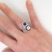Antique Edwardian 1920's 3.39ct t.w. Old European Cut Diamond & Blue Sapphire Toi Et Moi Engagement Anniversary Ring Platinum