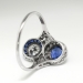 Antique Edwardian 1920's 3.39ct t.w. Old European Cut Diamond & Blue Sapphire Toi Et Moi Engagement Anniversary Ring Platinum