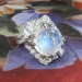 Retro Vintage 1950's 8.66ct t.w. Natural Moonstone & Diamond Cocktail Anniversary Ring Platinum