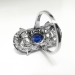 Edwardian Sapphire Diamond Ring Antique 1920's Blue Sapphire Diamond Hand Engraved Filigree Platinum Engagement Birthstone Cocktail Ring
