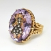 Antique Victorian 1890's Rose de France Amethyst Rose Cut Diamond Insect Fly Ring 14k Rose Yellow Gold