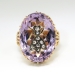 Antique Victorian 1890's Rose de France Amethyst Rose Cut Diamond Insect Fly Ring 14k Rose Yellow Gold