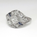 Art Deco Vintage 1930's Old European Cut Diamond Sapphire Filigree Engagement Wedding Anniversary Ring Platinum