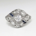 Art Deco Vintage 1930's Old European Cut Diamond Sapphire Filigree Engagement Wedding Anniversary Ring Platinum