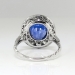 Vintage Estate 1940's 6.36ct t.w. No Heat Violet Blue Sapphire & Diamond Halo Engagement Ring 18k White Gold