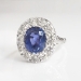 Vintage Estate 1940's 6.36ct t.w. No Heat Violet Blue Sapphire & Diamond Halo Engagement Ring 18k White Gold