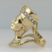 Huge Heavy Egyptian Revival Diamond Nefertiti Ring 14k