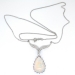 Vintage Estate 1950's Natural Opal Diamond Birthstone Wedding Anniversary Necklace Pendant 14k White Gold
