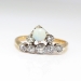 Antique Art Nouveau 1900's Opal Old Mine Cut Diamond Birthstone Stacking Engagement Ring 18k White Yellow Gold