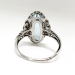 Art Deco Vintage 1930's Oval Aquamarine Diamond Anniversary Engagement Birthstone Cocktail Filigree 14k White Gold Ring